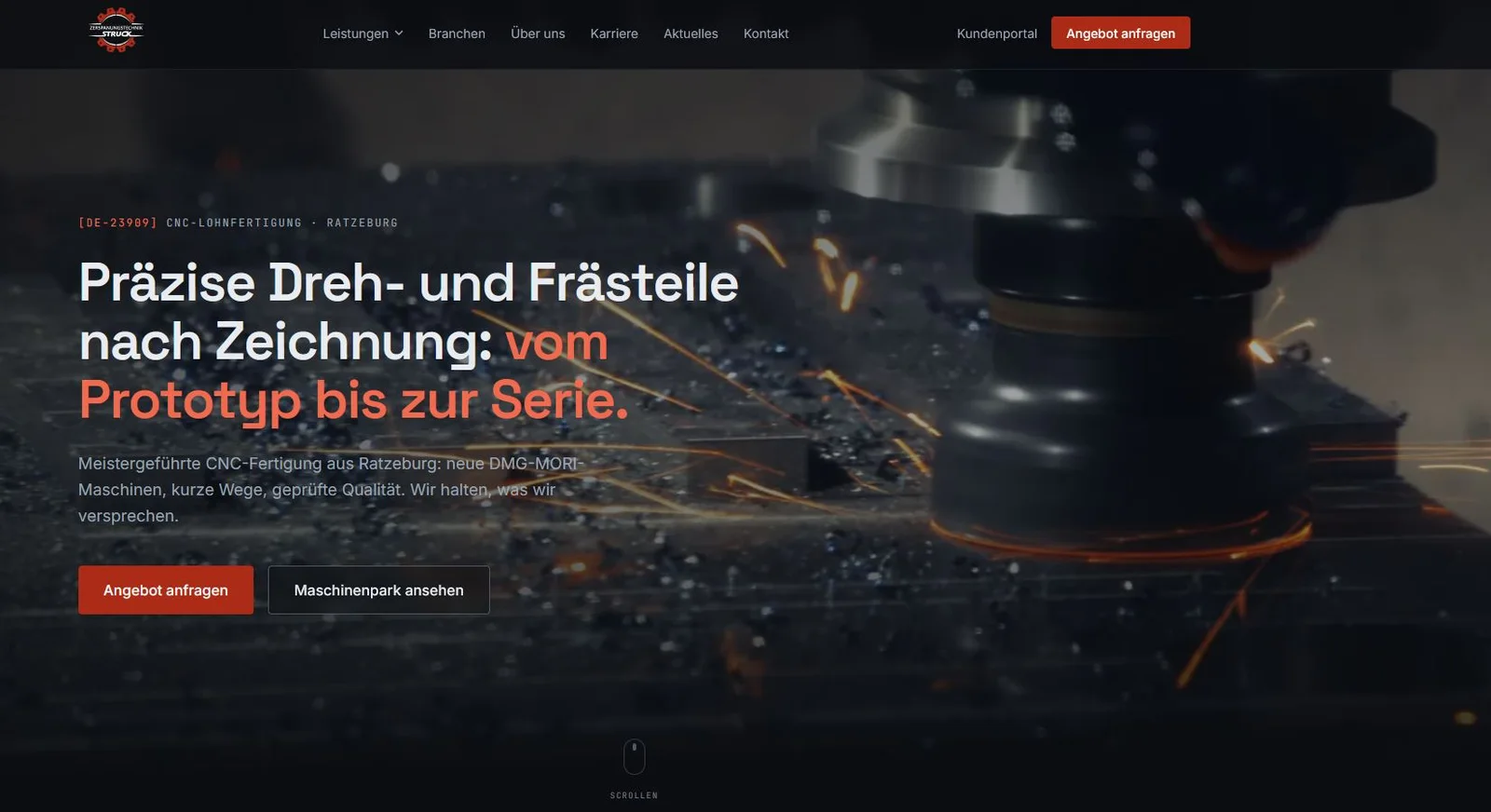 Preview of the Zerspanungstechnik Struck website design